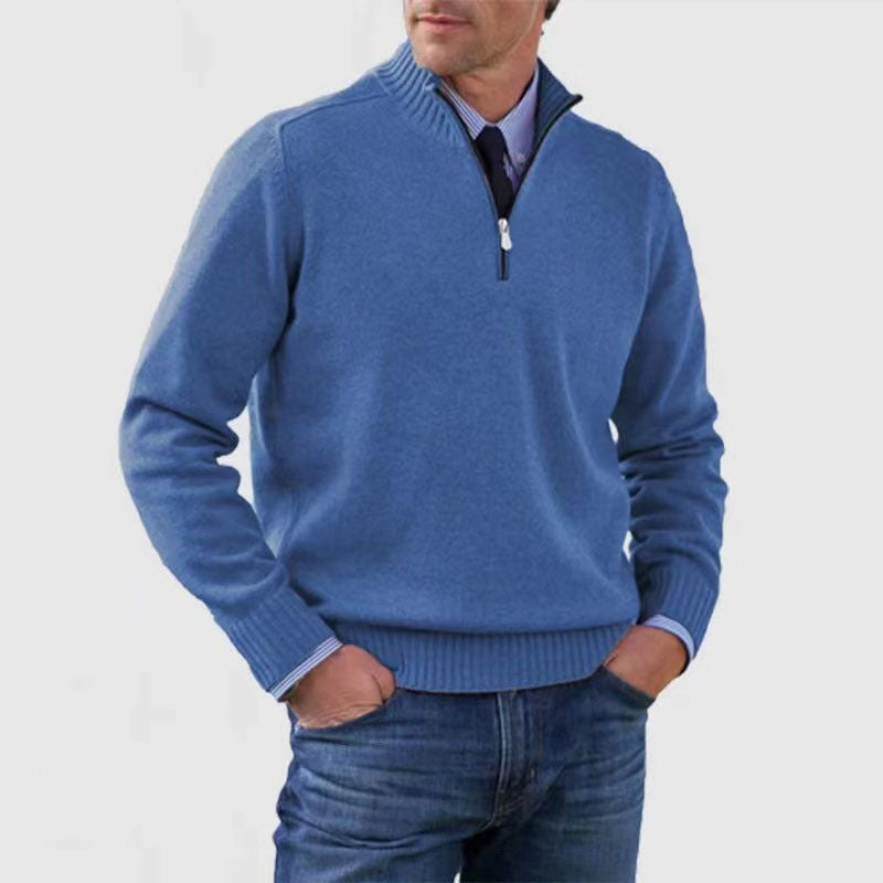 Versatile, soft, and warm men's cotton turtleneck zip-up sweater