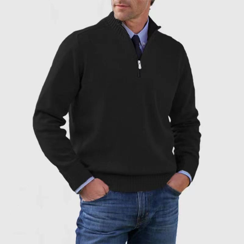Versatile, soft, and warm men's cotton turtleneck zip-up sweater