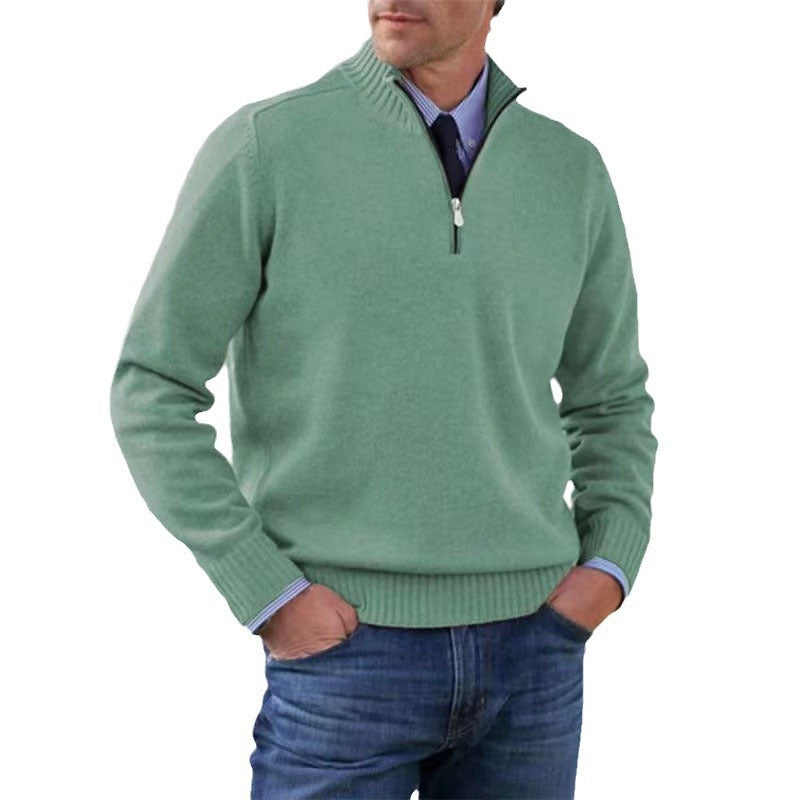Versatile, soft, and warm men's cotton turtleneck zip-up sweater