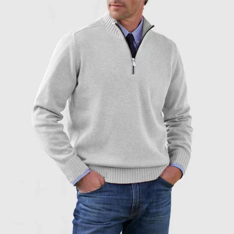 Versatile, soft, and warm men's cotton turtleneck zip-up sweater