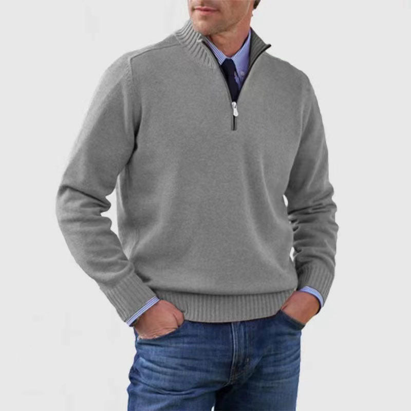 Versatile, soft, and warm men's cotton turtleneck zip-up sweater