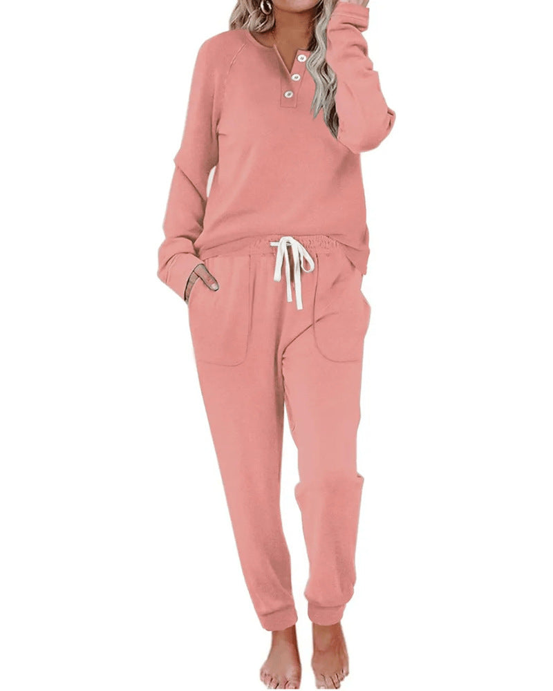 Two Piece Outfits for Women LoungeSets Button Down Sweatshirt SweatpantsSweatsuits Set with Pockets