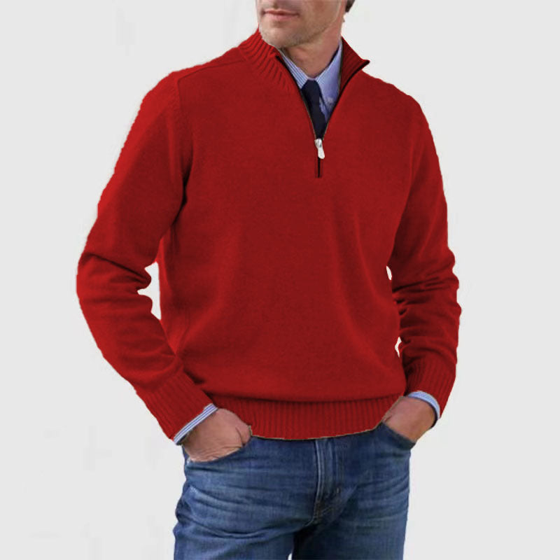Versatile, soft, and warm men's cotton turtleneck zip-up sweater