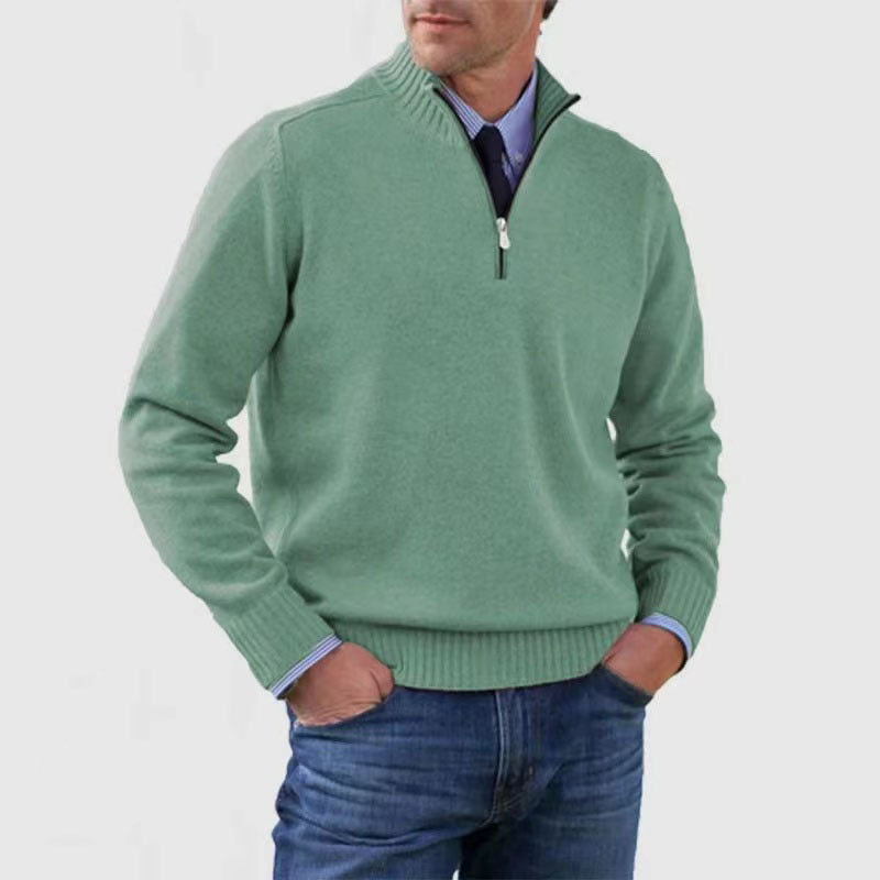 Versatile, soft, and warm men's cotton turtleneck zip-up sweater