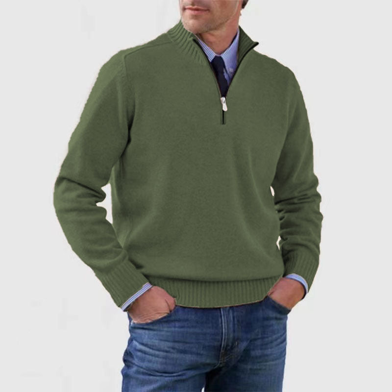 Versatile, soft, and warm men's cotton turtleneck zip-up sweater