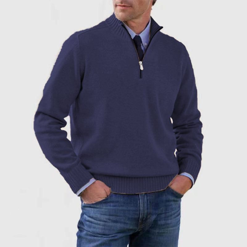 Versatile, soft, and warm men's cotton turtleneck zip-up sweater