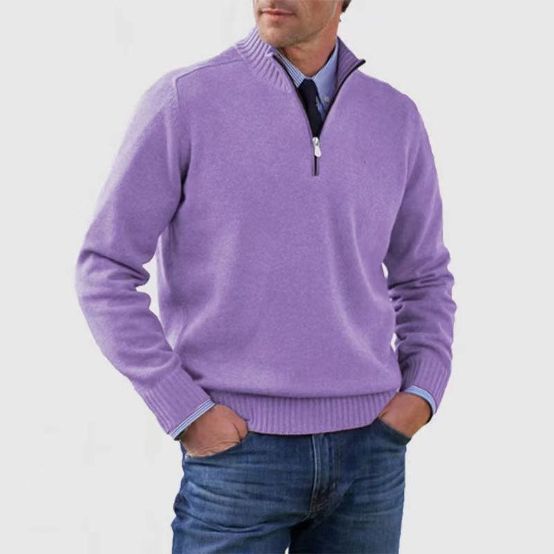 Versatile, soft, and warm men's cotton turtleneck zip-up sweater