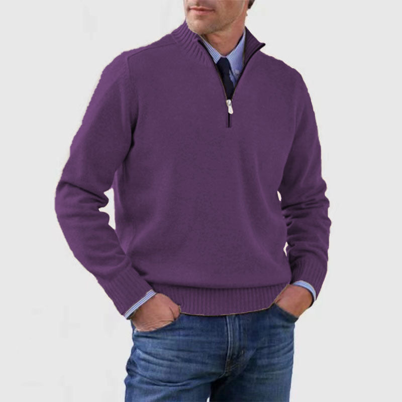 Versatile, soft, and warm men's cotton turtleneck zip-up sweater