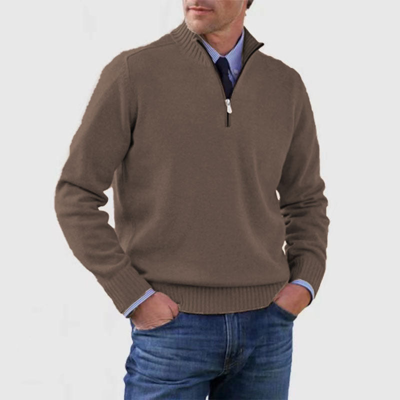 Versatile, soft, and warm men's cotton turtleneck zip-up sweater