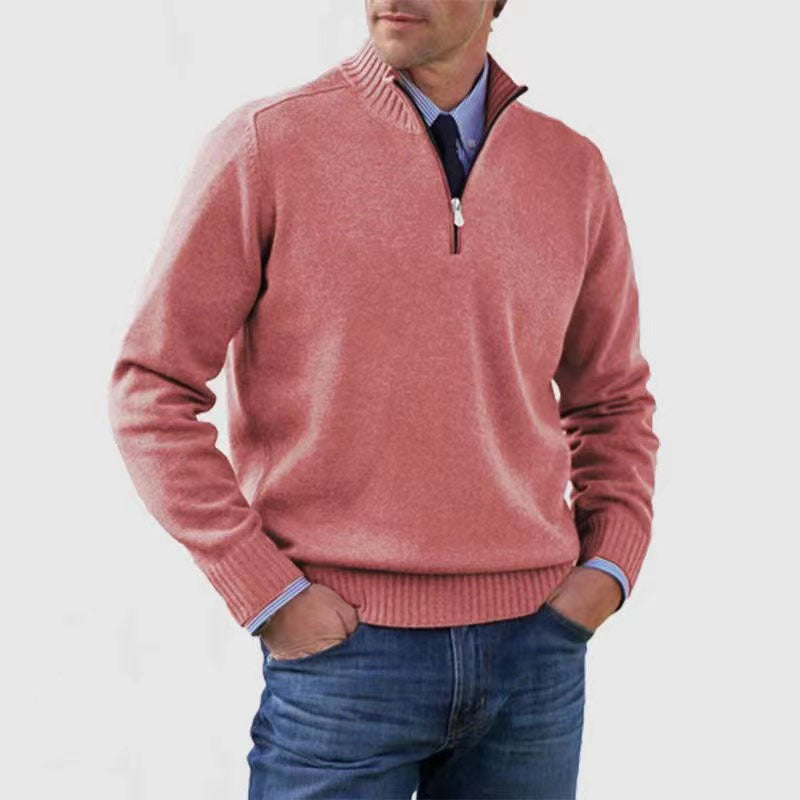 Versatile, soft, and warm men's cotton turtleneck zip-up sweater