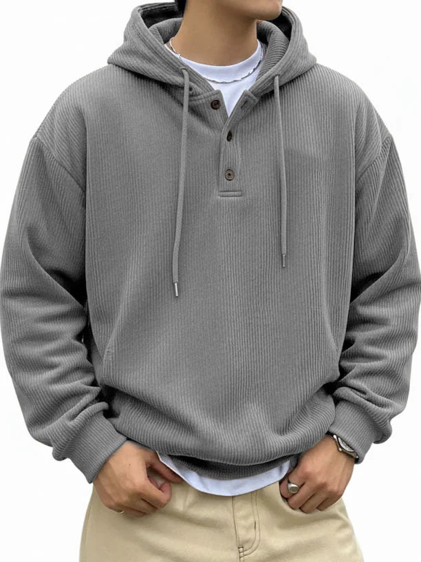 CLEARANCE SALE🔥Men's Fashionable Casual Ribbed Fabric Long-Sleeved Hooded Top