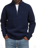 FashionMen's Casual Simple Quarter Zip Stand Collar Sweater