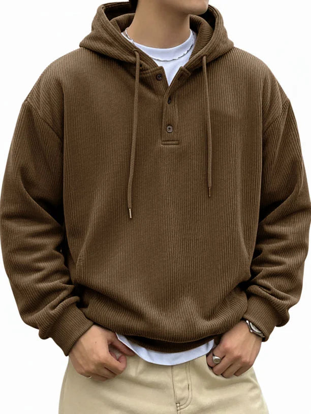 CLEARANCE SALE🔥Men's Fashionable Casual Ribbed Fabric Long-Sleeved Hooded Top