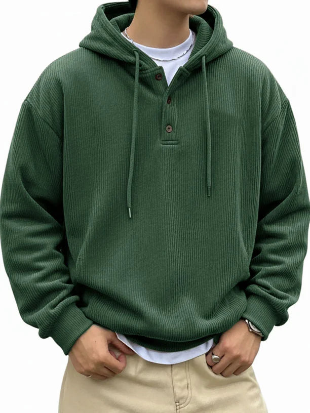 CLEARANCE SALE🔥Men's Fashionable Casual Ribbed Fabric Long-Sleeved Hooded Top