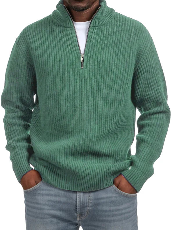 FashionMen's Casual Simple Quarter Zip Stand Collar Sweater