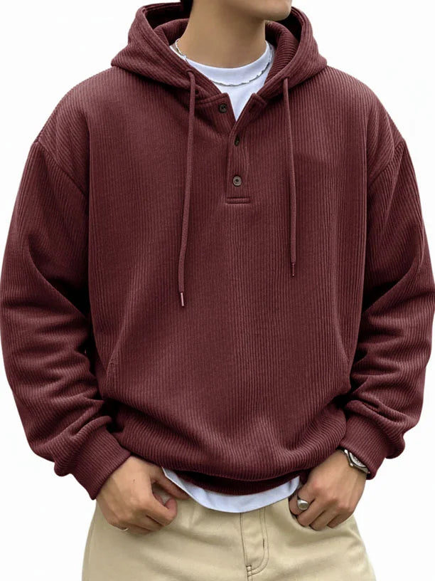 CLEARANCE SALE🔥Men's Fashionable Casual Ribbed Fabric Long-Sleeved Hooded Top