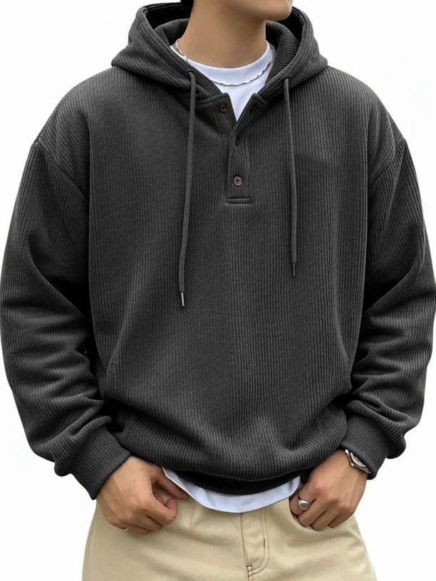 CLEARANCE SALE🔥Men's Fashionable Casual Ribbed Fabric Long-Sleeved Hooded Top