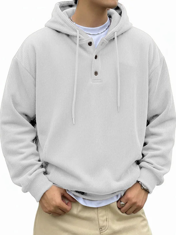 CLEARANCE SALE🔥Men's Fashionable Casual Ribbed Fabric Long-Sleeved Hooded Top