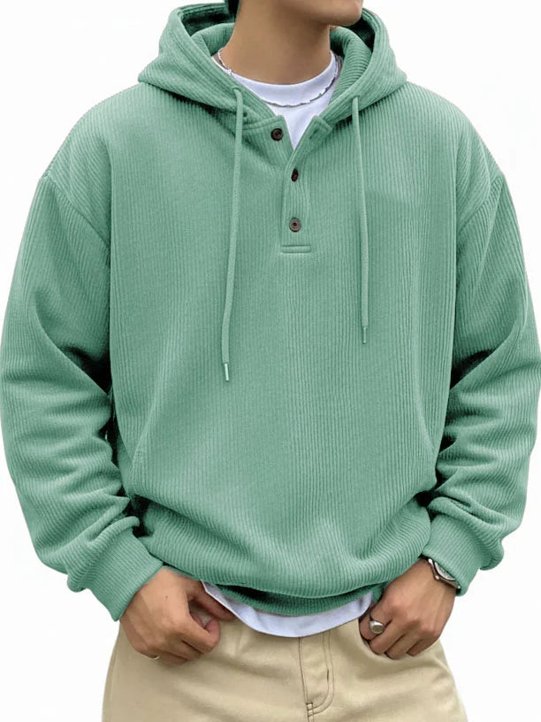 CLEARANCE SALE🔥Men's Fashionable Casual Ribbed Fabric Long-Sleeved Hooded Top