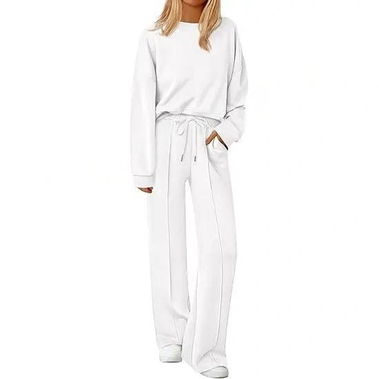 2 Piece Sets For Women Fall TrendyLong Sleeve Sweatshirt Wide Leg PantsLoungewear Set Matching Sweatsuit High QualityHomewear, Cozy&Comfy Travel Outfit,MinimalistPremium Womenswear
