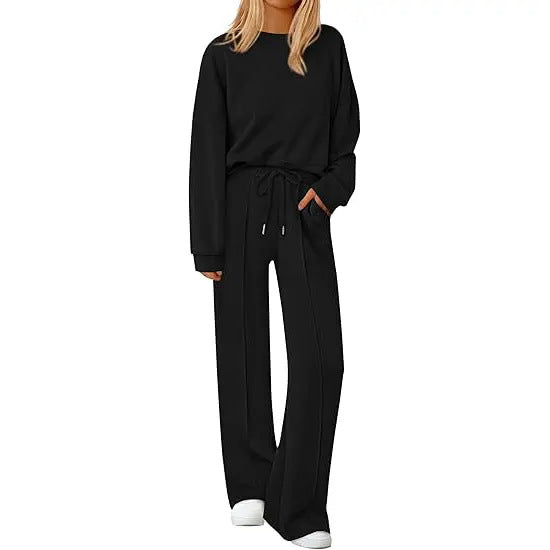 2 Piece Sets For Women Fall TrendyLong Sleeve Sweatshirt Wide Leg PantsLoungewear Set Matching Sweatsuit High QualityHomewear, Cozy&Comfy Travel Outfit,MinimalistPremium Womenswear