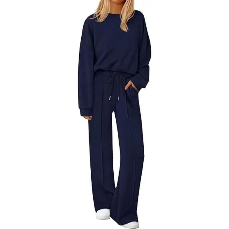 2 Piece Sets For Women Fall TrendyLong Sleeve Sweatshirt Wide Leg PantsLoungewear Set Matching Sweatsuit High QualityHomewear, Cozy&Comfy Travel Outfit,MinimalistPremium Womenswear