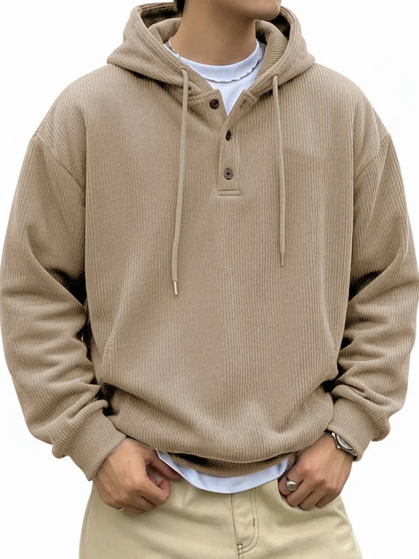 CLEARANCE SALE🔥Men's Fashionable Casual Ribbed Fabric Long-Sleeved Hooded Top