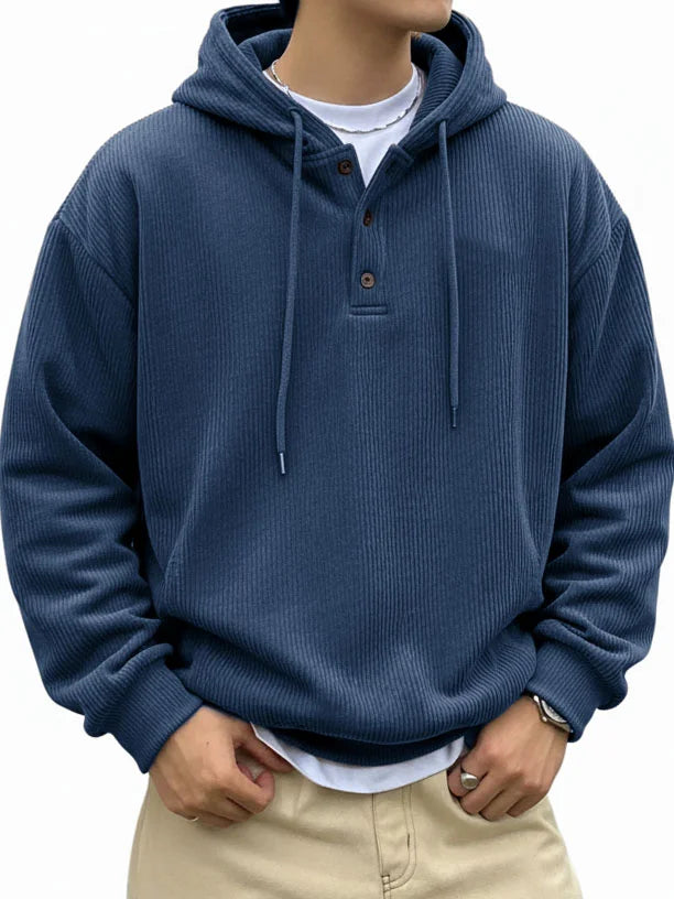 CLEARANCE SALE🔥Men's Fashionable Casual Ribbed Fabric Long-Sleeved Hooded Top