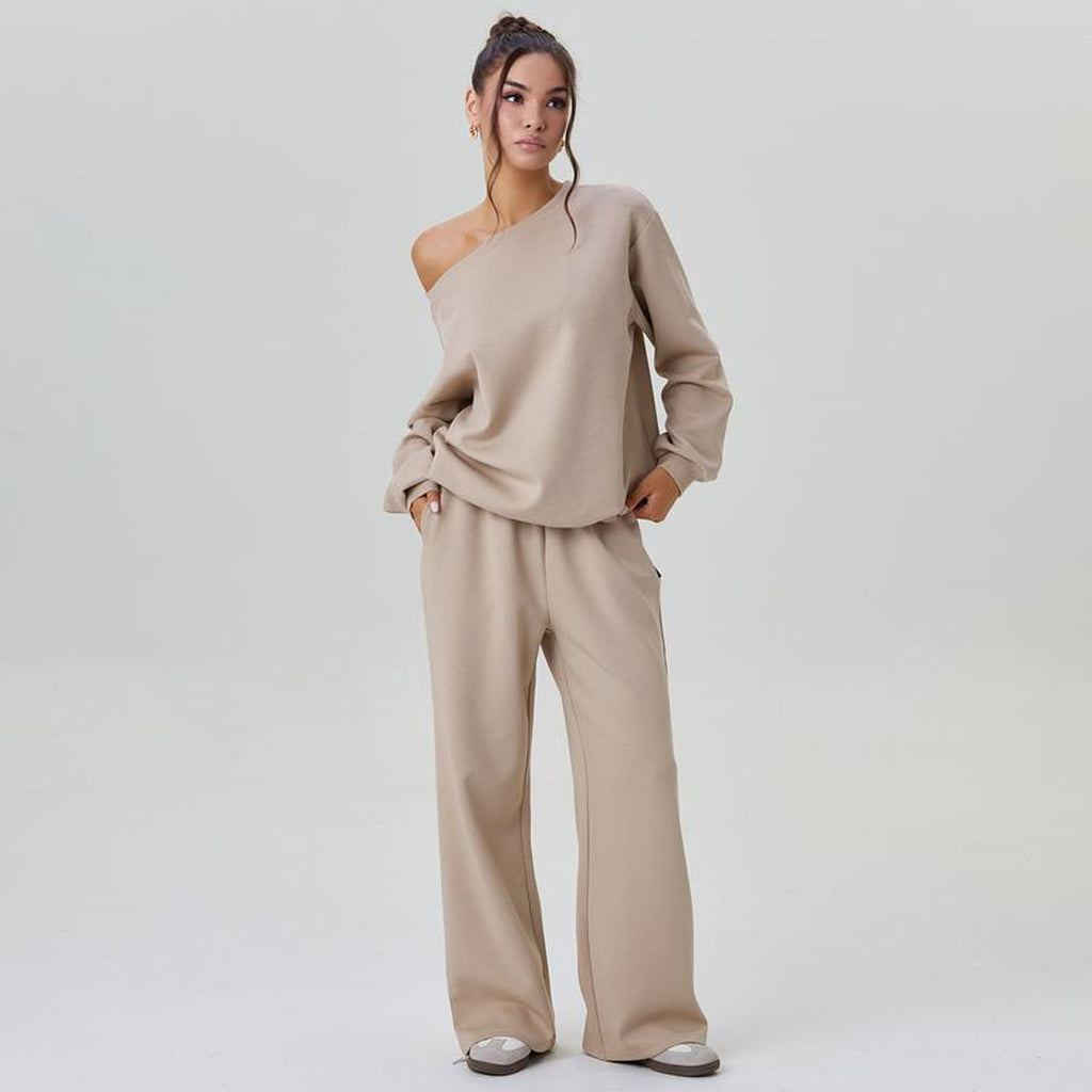 New winter style, fashionable and versatile off-shoulder design, Amazon trendy sporty casual suit
