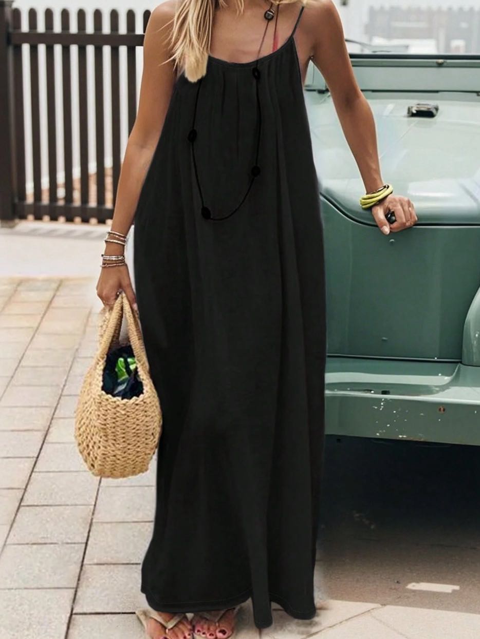 ☀️Women's Solid Color Backless Cami Dress