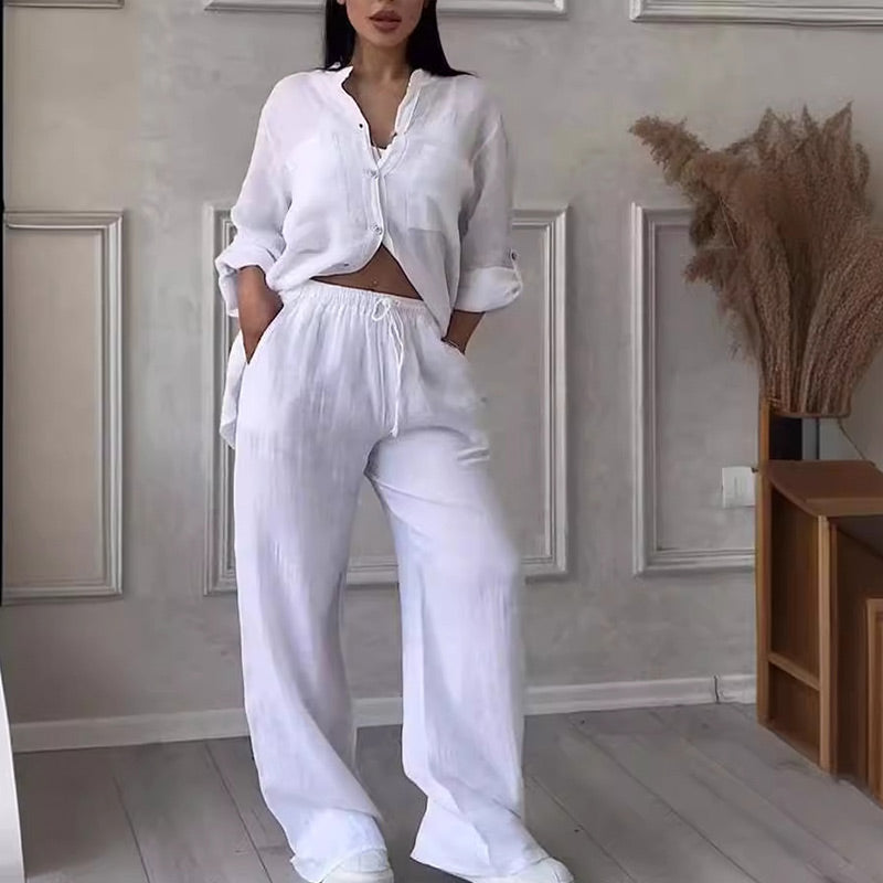 🌸🔥Women's 2 piece outfits button down shirt & trousers