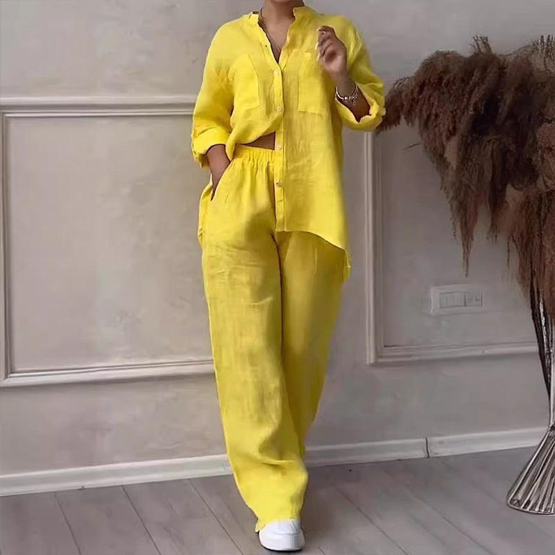 🌸🔥Women's 2 piece outfits button down shirt & trousers