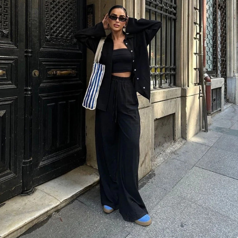 🌸🔥Women's 2 piece outfits button down shirt & trousers